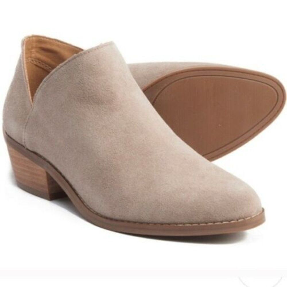 New Lucky Brand Fenley Suede Taupe Ankle Booties